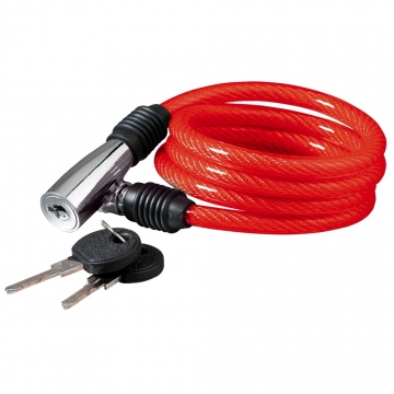 Замок тросиковий KLS Beat червоний 8x1000 мм