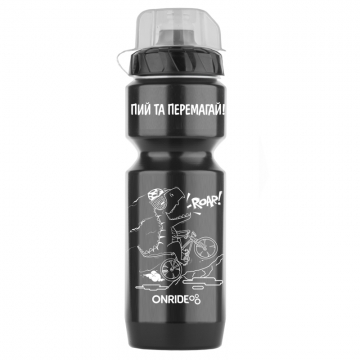 Фляга ONRIDE Dino 20 800 мл чорна/білий принт з ковпачком та мембраною