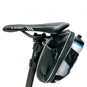 Велосумка под седло с отделение под бутылку черный с белым BRAVVOS