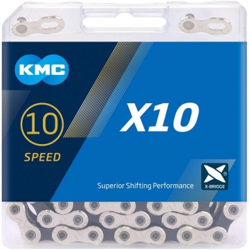 Ланцюг KMC X10 Silver/Black 10 швидкостей 122 ланки срібний/чорний + замок