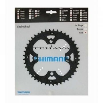 Звезда шатунов Deore FC-M448/480/445/442, 44 зуба, черная, 9-скоростей.